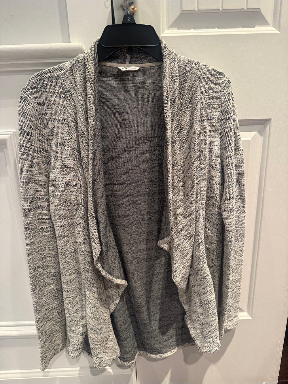 Club Monaco Heathered Gray Open-Front Draped Cardigan